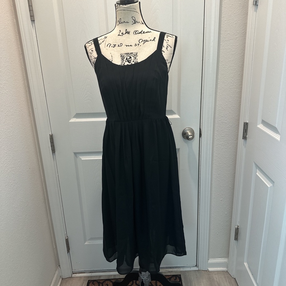 LOFT Classic Black Sleeveless Midi Dress